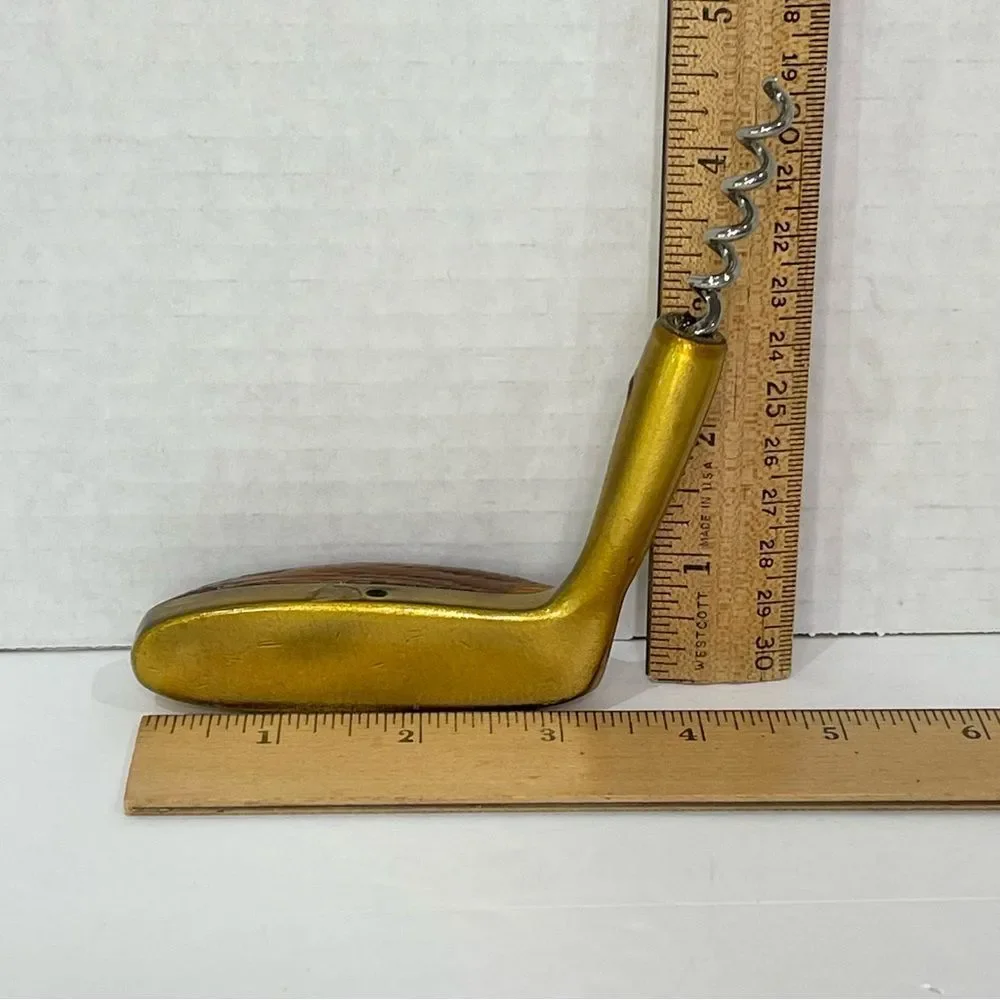Golf Putter Corkscrew Brass Varnished  Wood Barware Mancave Rustic Unique Bar